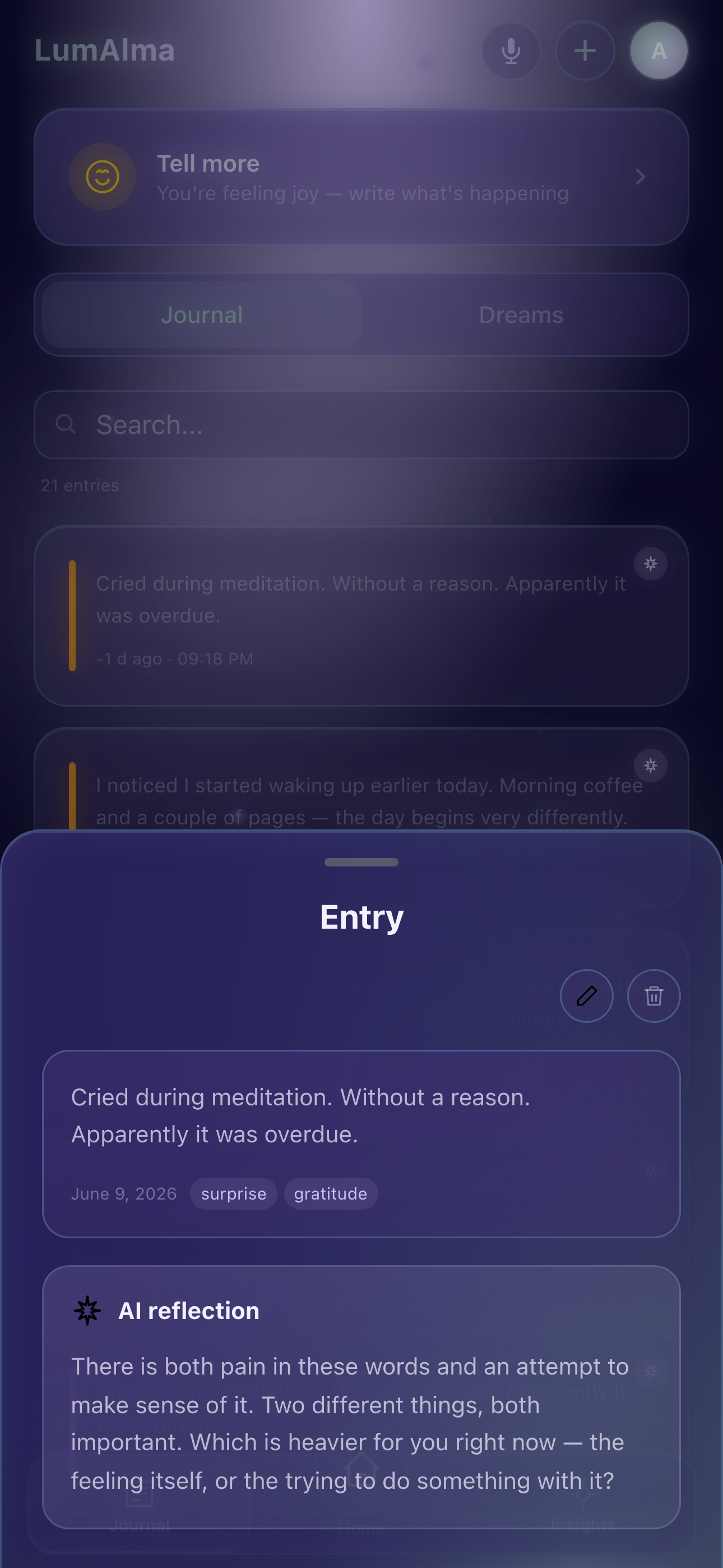 Journal AI reflection LumAlma